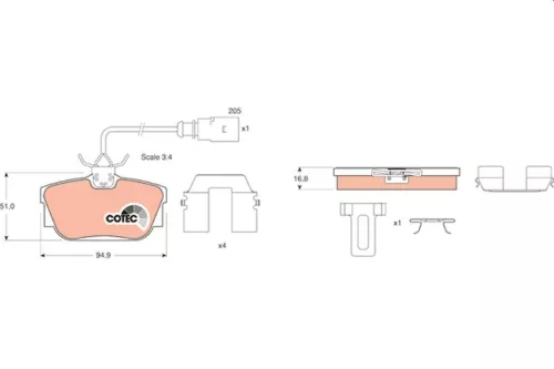 Bremsbelagsatz, Scheibenbremse